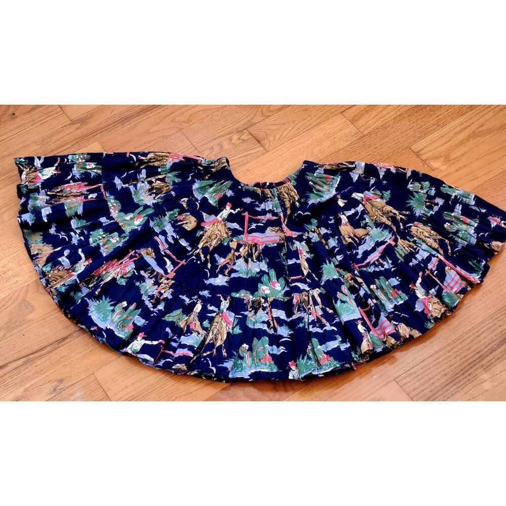 VTG Dance Circle Skirt Swing Cowboy Horse Western Country Rock Rodeo Flannel 90s